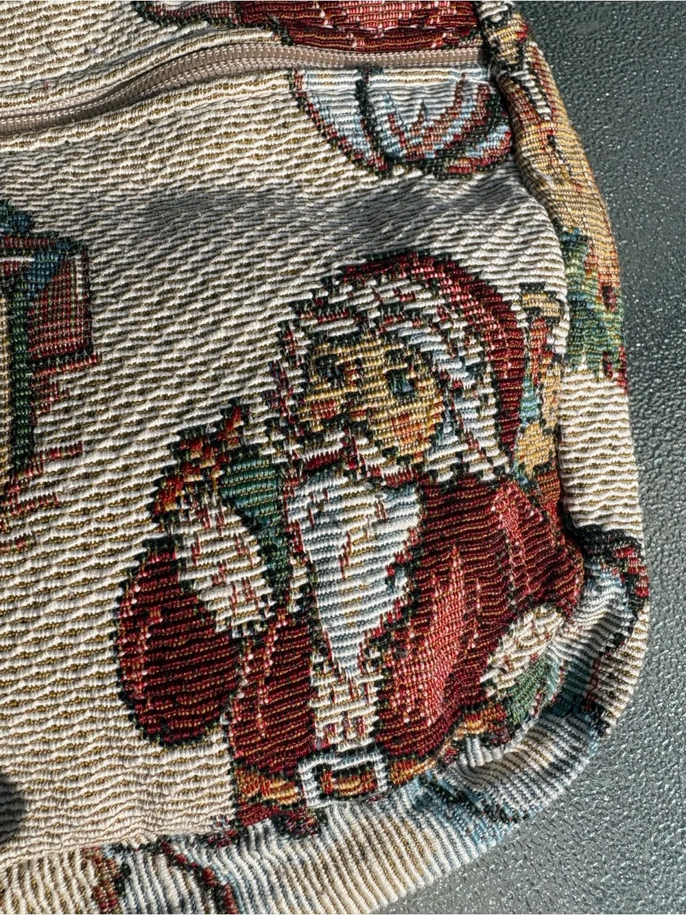 Tapestry Snowman Christmas Hobo Bag 90s Vintage